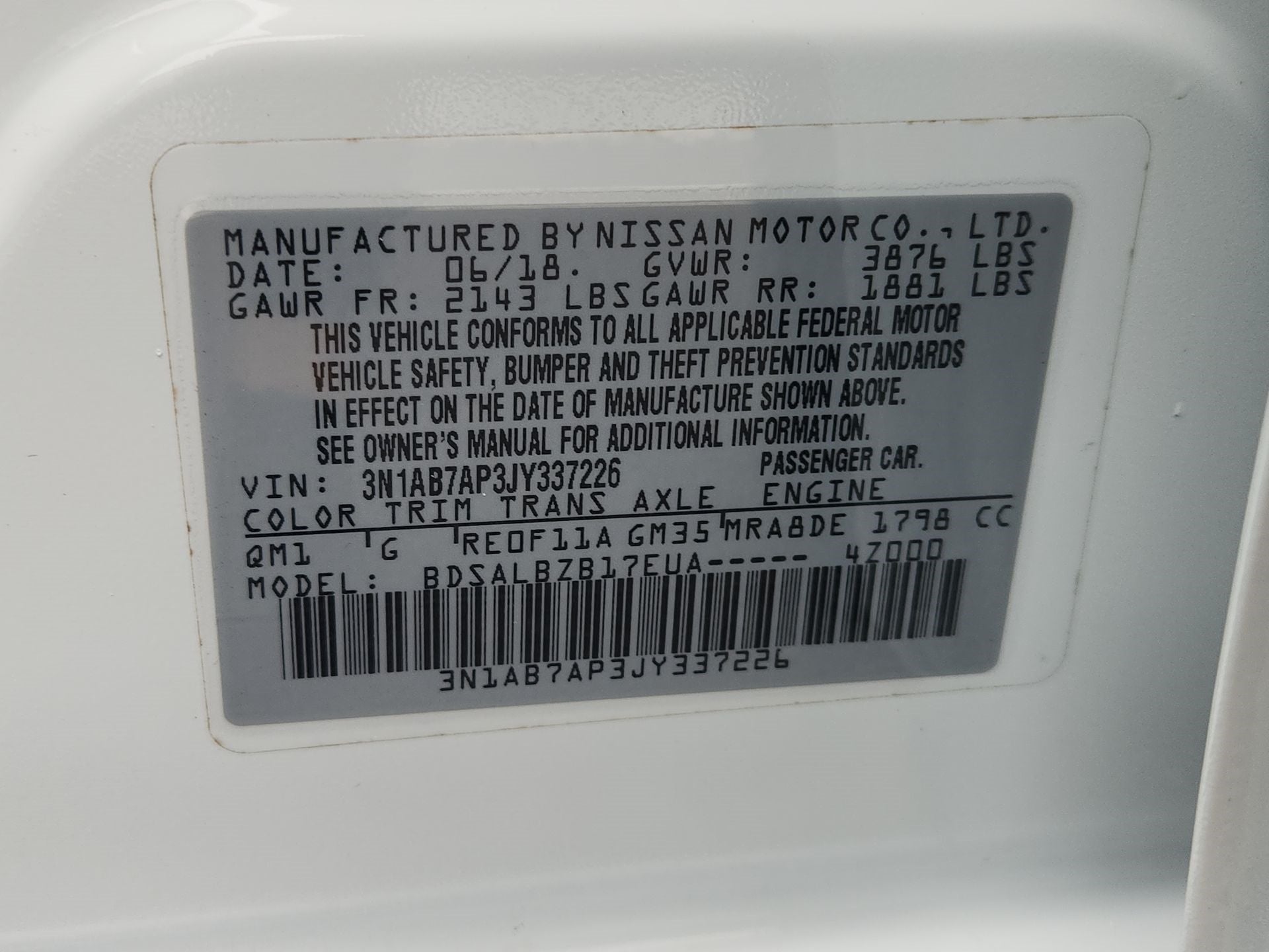 2018 Nissan Sentra S