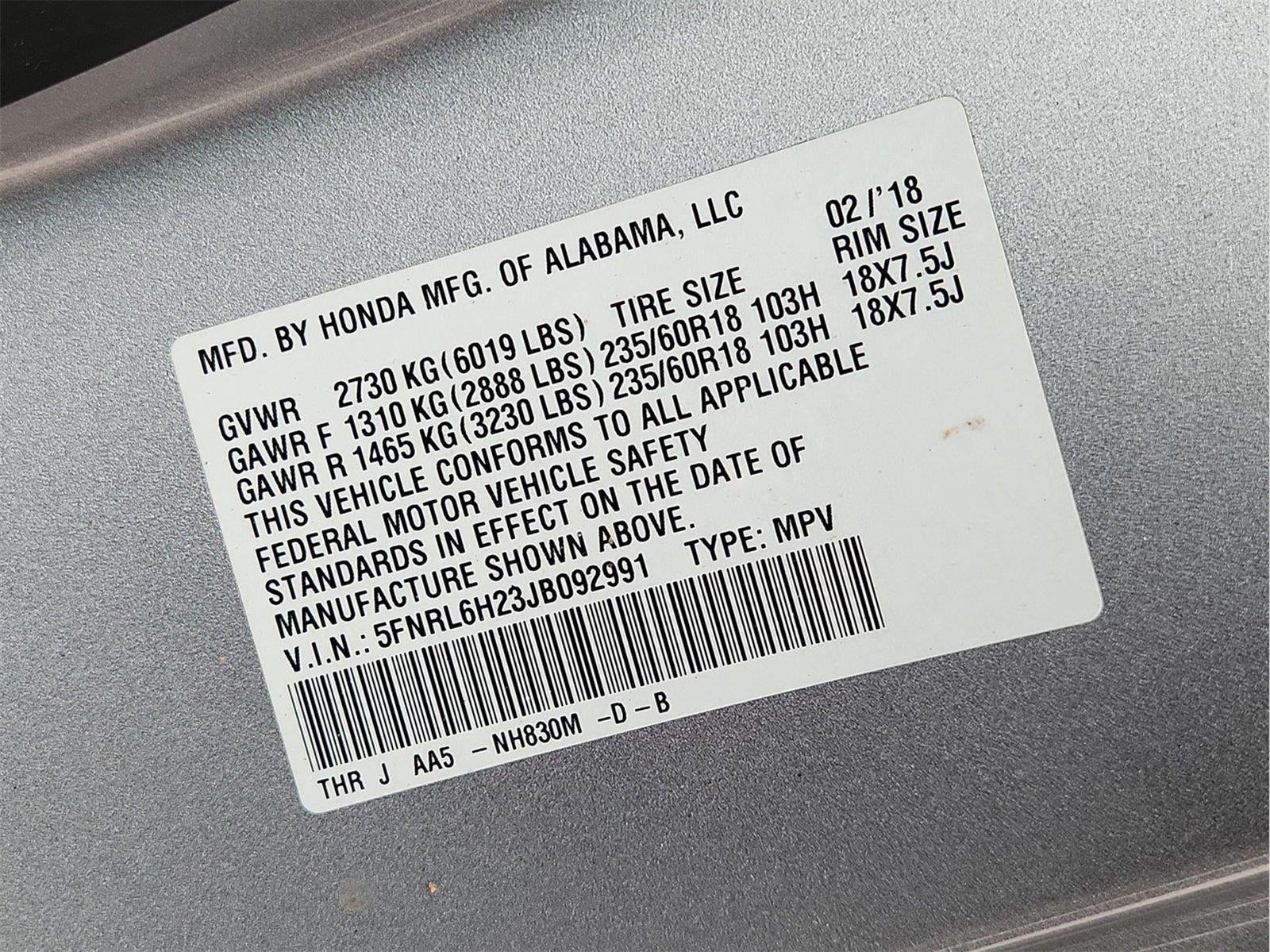 2018 Honda Odyssey LX