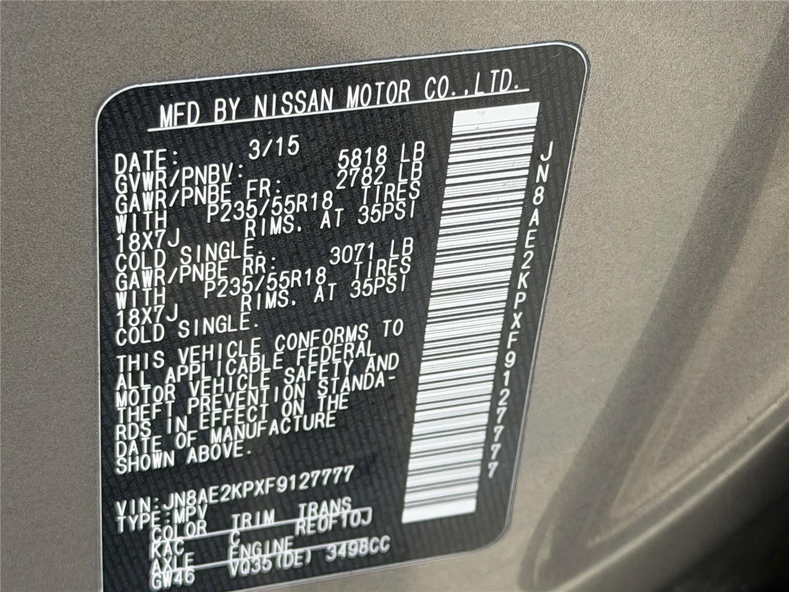 2015 Nissan Quest Platinum