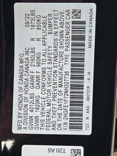 2022 Honda Civic Sedan EX
