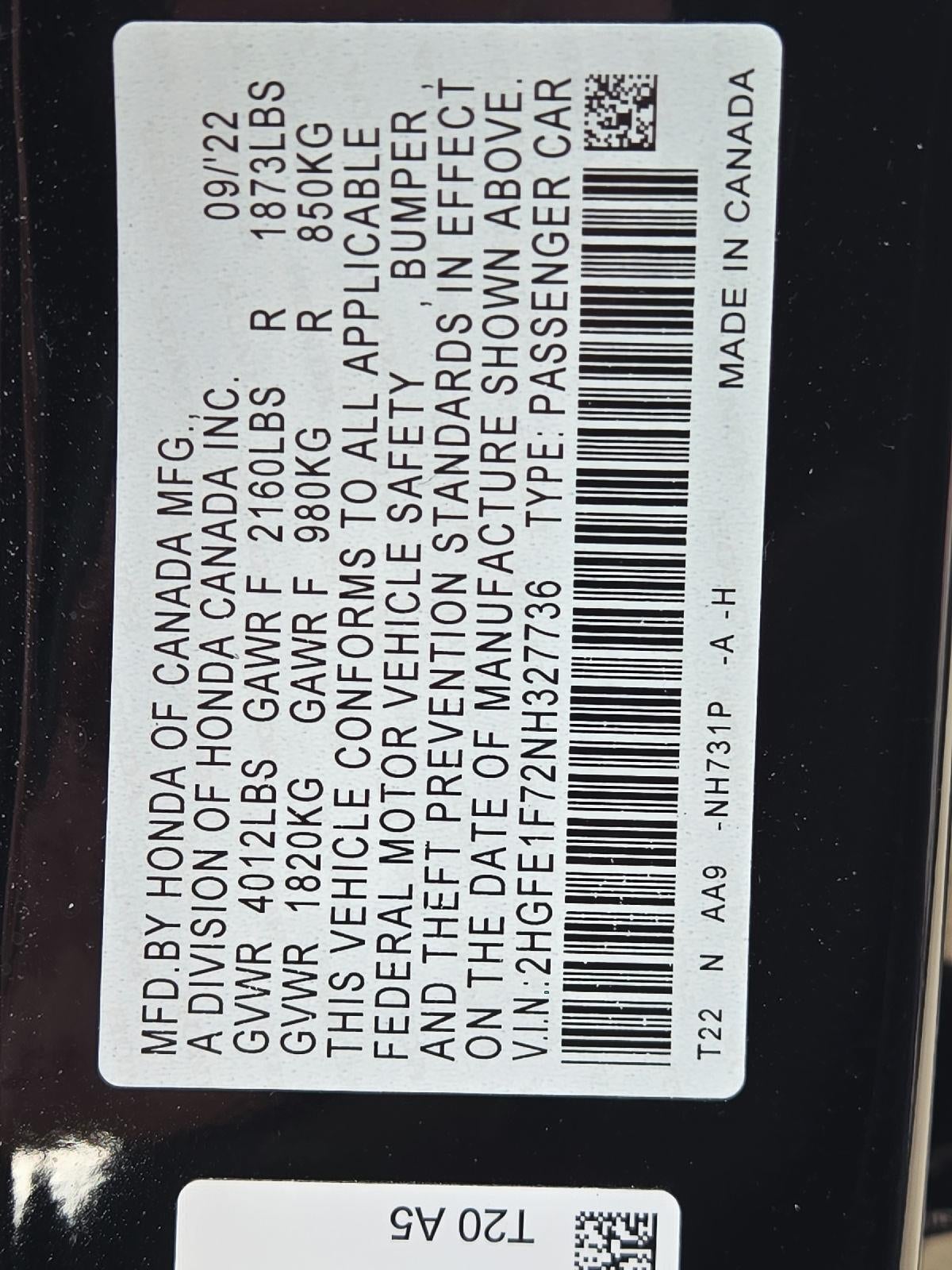 2022 Honda Civic Sedan EX