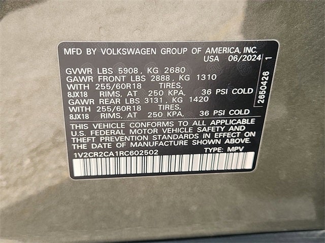 2024 Volkswagen Atlas 2.0T Peak Edition SE w/Technology