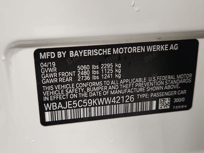 2019 BMW 5 Series 540i