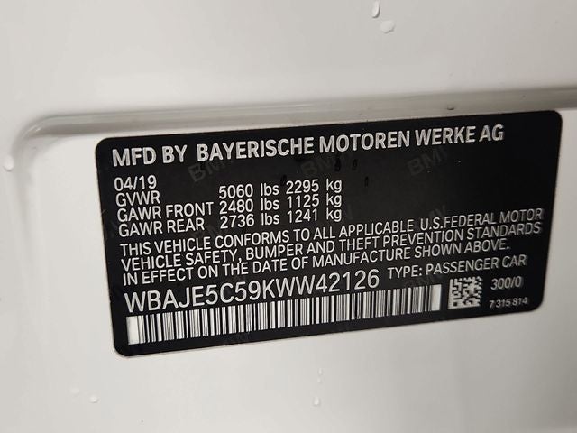 2019 BMW 5 Series 540i