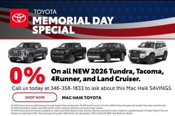 Toyota Memorial Day Special