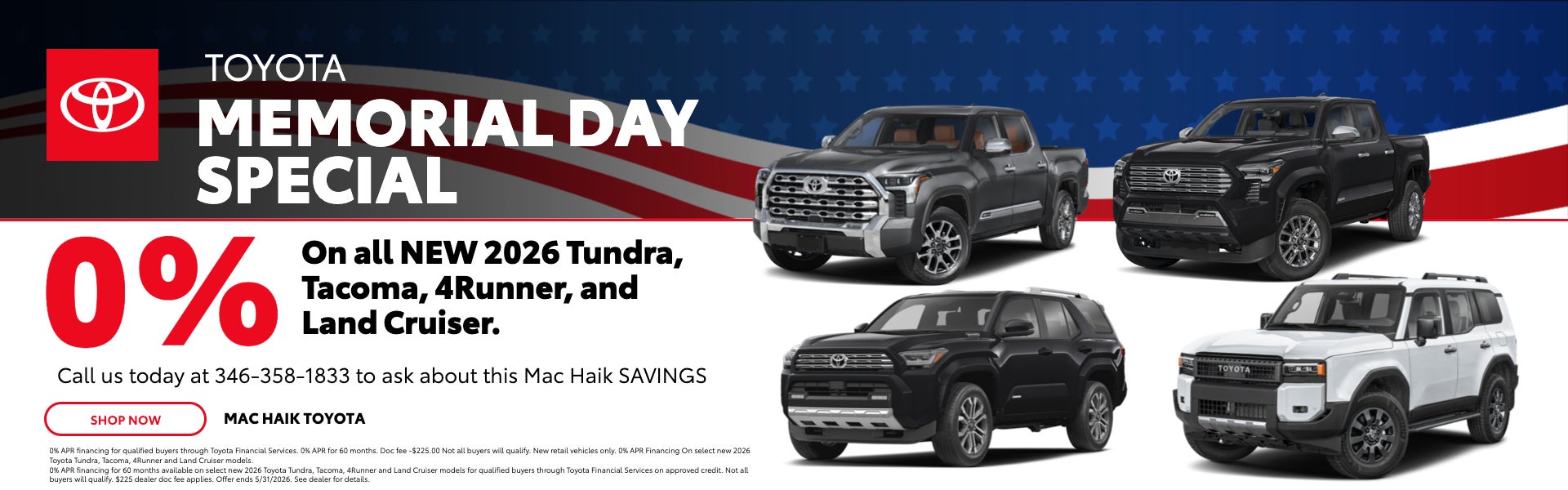 Toyota Memorial Day Special